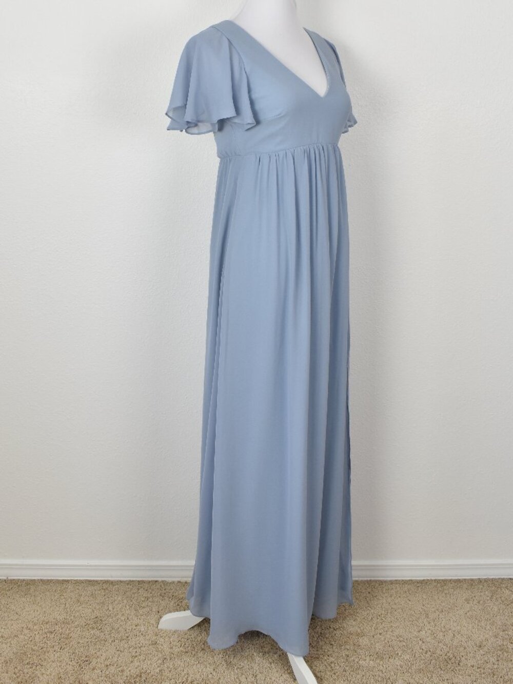 Birdy Grey HANNAH Dusty Blue Chiffon Flutter Sleeve Dress - XS - Picture 9 of 10